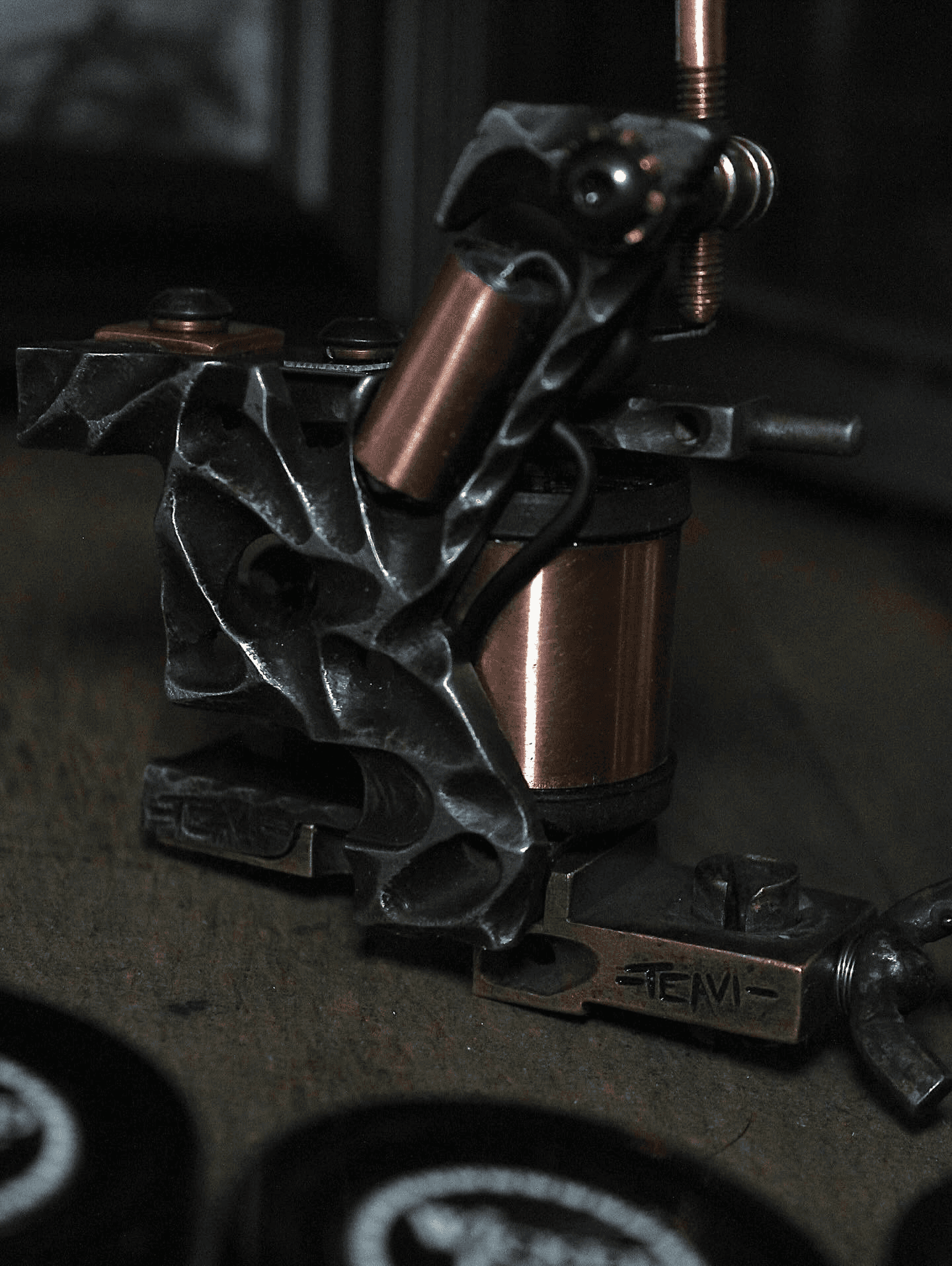 Hand-built Koller Iron custom tattoo machine — workshop build 3
